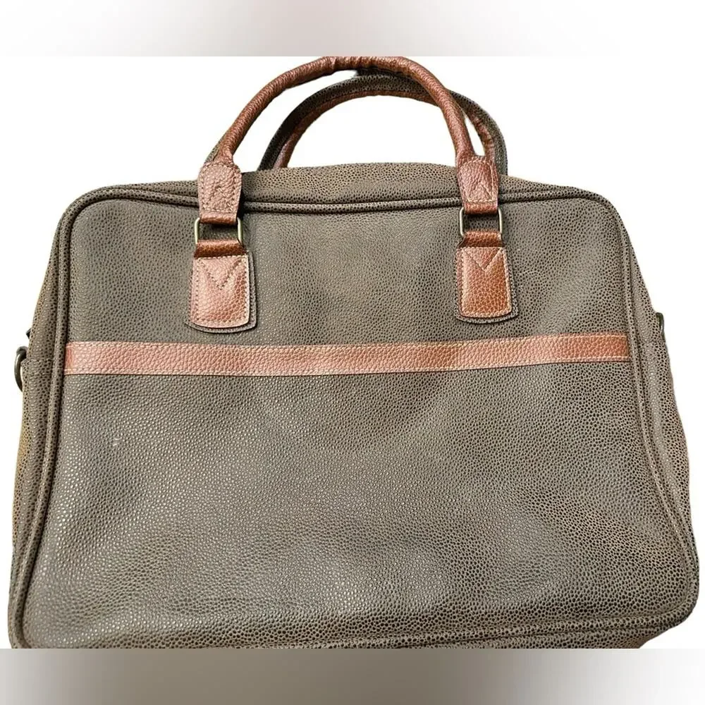 Pebble Grain Faux Suede Laptop Bag Padded Insert Brown/Rust with shoulder strap